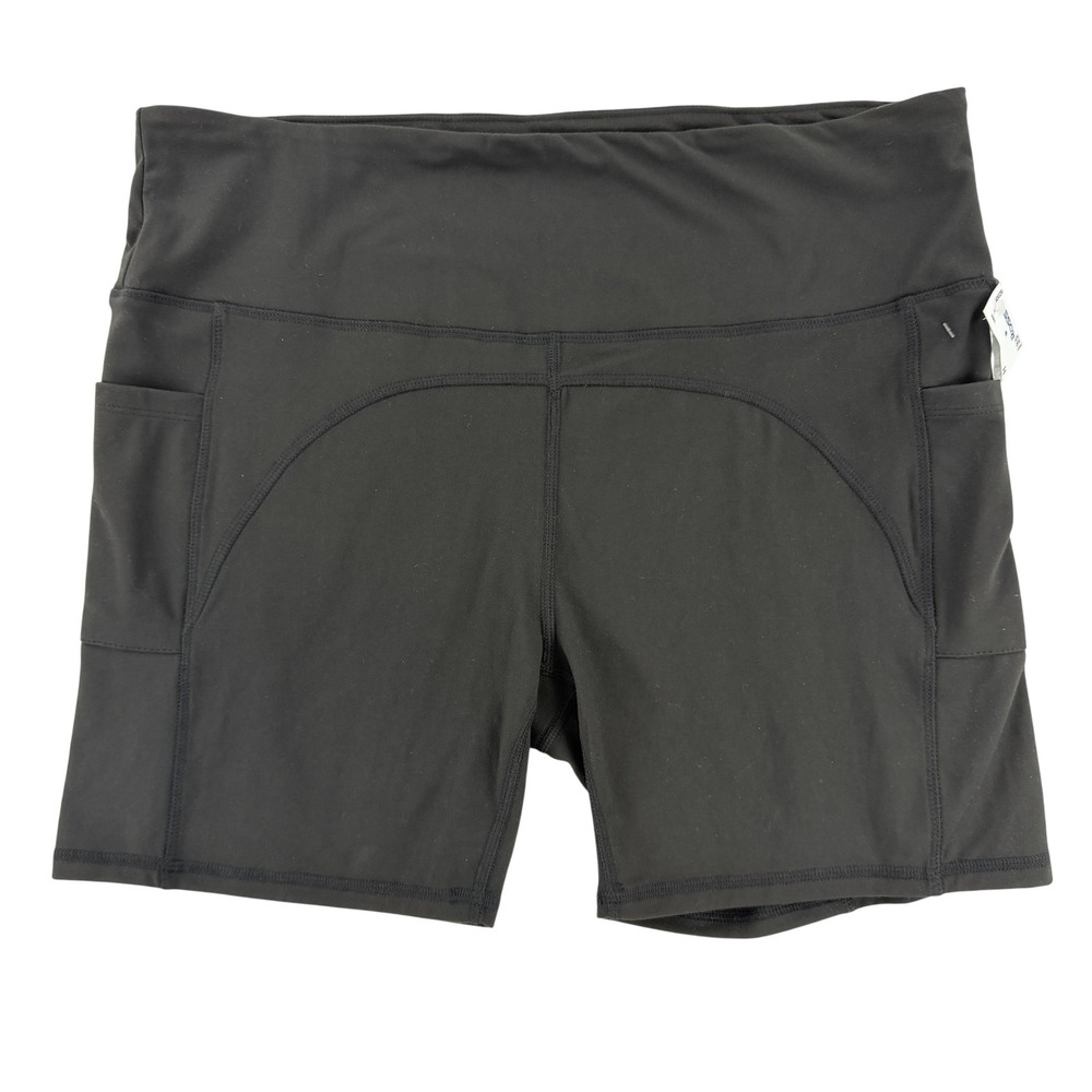 Juicy‎ Couture Shorts Womens XL Black Sport Biker Pockets 5 Inseam Logo NEW